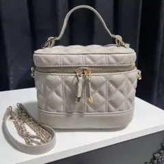 【RANDA】キルティング2WAYバニティバッグ(ライトグレー)