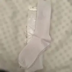ホワイト リブ編み ロングソックス