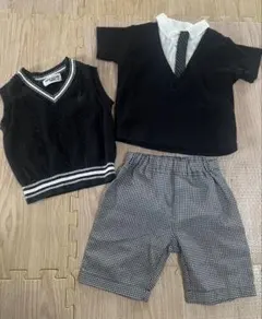 セレモニー 3点セット ベスト スーツ ハーフパンツ ブラック セットアップ
