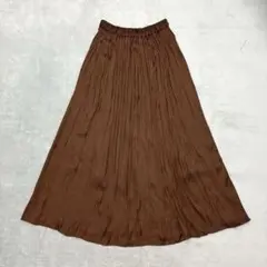ローリーズファーム プリーツロングスカート ブラウン フリーサイズ ウエストゴム