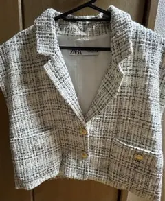 ツイードベストショート丈　レディース　ZARA