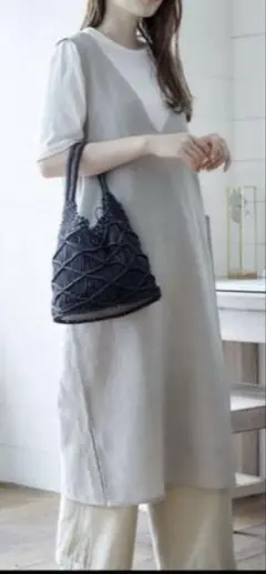 コットンリネン ノースリーブ ロングワンピース