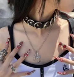 y2k XU double cross necklace grunge グランジ