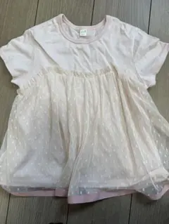 アプレレクール　ピンク ドット柄 チュール Tシャツ 130サイズ