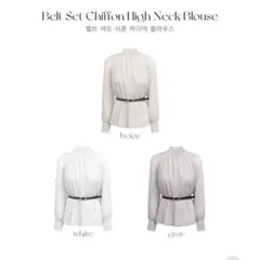 QUNG Chiffon High Neck Blouse グレー