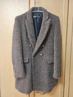 ZARA ウールブレンドフロックコートL