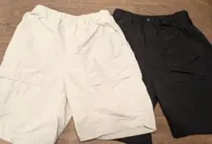 ハーフパンツ 2枚セット ベージュ ブラック