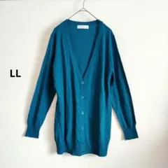 ★ Vネック カーディガン LL 春 シンプル カジュアル 羽織り ブルー