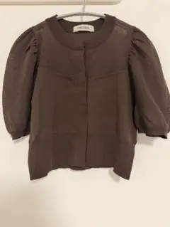ココディールCOCODEAL　シアーパフニットカーディガン　ブラウンのサムネイル