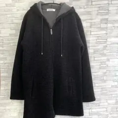 メンズ コートフード付き フリース風ロングコート ロングパーカー 裏起毛 暖かい