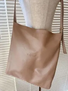 agnesb/アニエスべー◆レザー ショルダーバッグ 鞄 ピンクベージュ