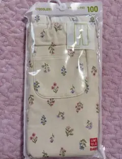 新品未使用　ユニクロ　レギンス 10分丈　100サイズ　白地❌花柄