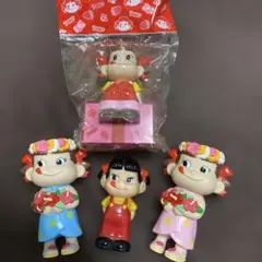 不二家 ペコちゃん 人形 3体ペコちゃん貯金箱1点セットのサムネイル