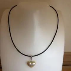 一点物 ハート型パールペンダントネックレス