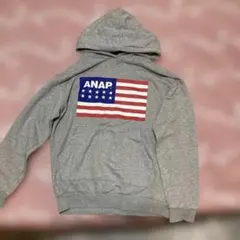 アナップ　ANAP　パーカー　長袖　グレー　フリーサイズ　国旗　ビッグロゴのサムネイル