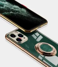 iPhoneケース リング付き 高級感 メタリック フレーム 全10色 おしゃれ