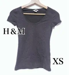 H&M ベーシック Vネック Tシャツ グレー XSサイズのサムネイル