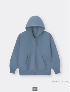 GU メンズ　ヘビーウェイトスウェットフルジップパーカー(長袖) 水色