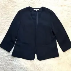 ノーカラージャケット　ネイビー　紺　ビジネス　Mサイズ　薄手　春夏