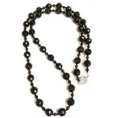 天然石オニキスロングネックレス 70cm シルバー刻印あり