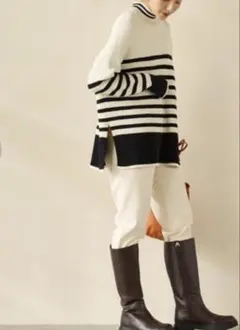 美品☆グリーンレーベルリラクシング 矢野未希子さん着用 畦編み ニット ボーダー