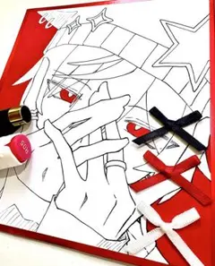 オリジナル手描きイラスト 原画 色紙