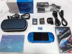 PSP3000 液晶画面は、完全に無傷、ヤケ無し 美品 カバー新品未使用 ブルー
