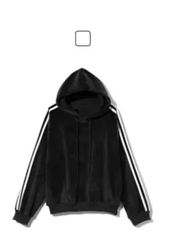 黒 フリース フード付きパーカー　GRL