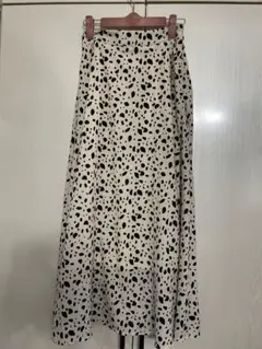 フレアスカート ホワイト ブラック ドット