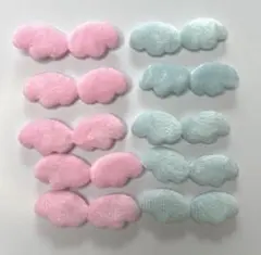 10個 パーツ デコパーツ ハンドメイド 手芸 DIY 素材 羽 ピンク 水色