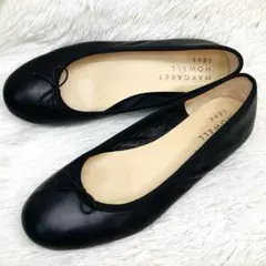 【極美品】23㌢マーガレットハウエル アイデア　リボンパンプス　シボ革　ブラックのサムネイル