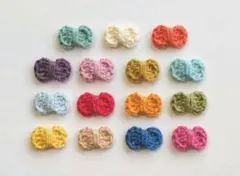 ハンドメイド 小さいリボンのモチーフ 15コ コットン糸 かぎ針編み