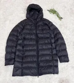 ユニクロ ウルトラライトダウンコート ロングフードパーカL 紺ネイビーメンズ