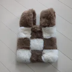 SHEIN完売品☆ファーバッグ格子縞ファジースクエアバッグ