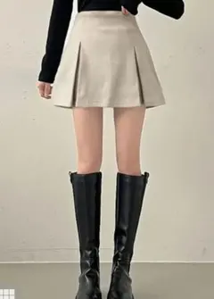 GRL インパン裏地付ボックスプリーツフレアミニスカート [mei41]