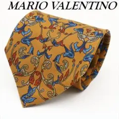 MARIO VALENTINO ボタニカル調の花柄 ネクタイ ブラウン ビジネス