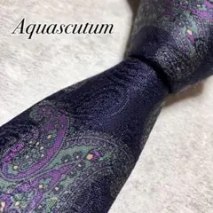 【美品】　アクアスキュータム　ネクタイ　ペイズリー柄　ジャガード織　イギリス製