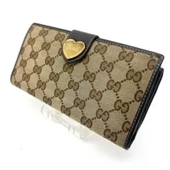 極美品✨ GUCCI GGキャンバス ラブリーハート 長財布 ブラック