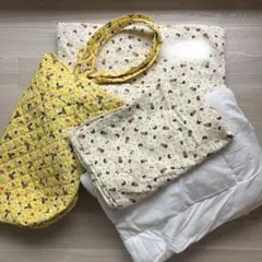 幼児用 お昼寝布団セット （敷布団カバー、掛け布団カバー、肌布団、布団用バッグ）