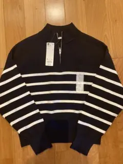 GU ネイビー/ホワイト ストライプ ニット XL　新品未使用