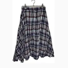 SHIPS Colors フレアスカート　マドラスチェック　コットン100%