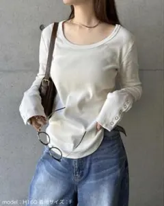 tシャツ テレコリブ2way袖ボタントップス