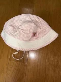 ベビー用 チェック柄 帽子 ピンク 46cm