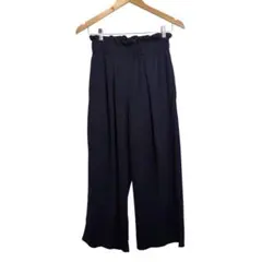 ガウチョパンツ　ネイビー　M〜Lサイズ レディース　ウエストゴム　ワイドパンツ