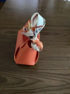 オレンジ ミニバッグ スカーフ付き