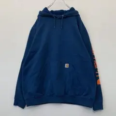 Carhartt カーハート 袖ロゴ パーカー K288 ブルー XL