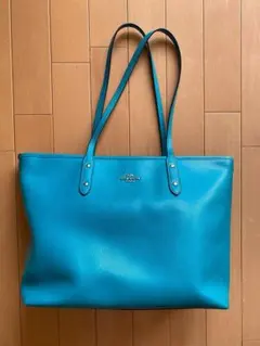 コーチトートバッグ COACH トートバッグ ターコイズブルー レザー