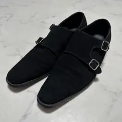 美品　JEAN RENO ダブルモンクストラップ　スウェード　ブラック　25.5のサムネイル