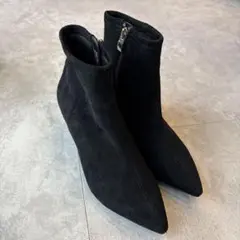 ブラック スエード ジッパーブーツ
