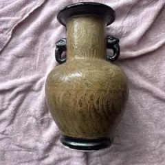 極美品】北海道特産銘木 手造り『緑寿乃壺』木彫 花器 縁起物 優良道